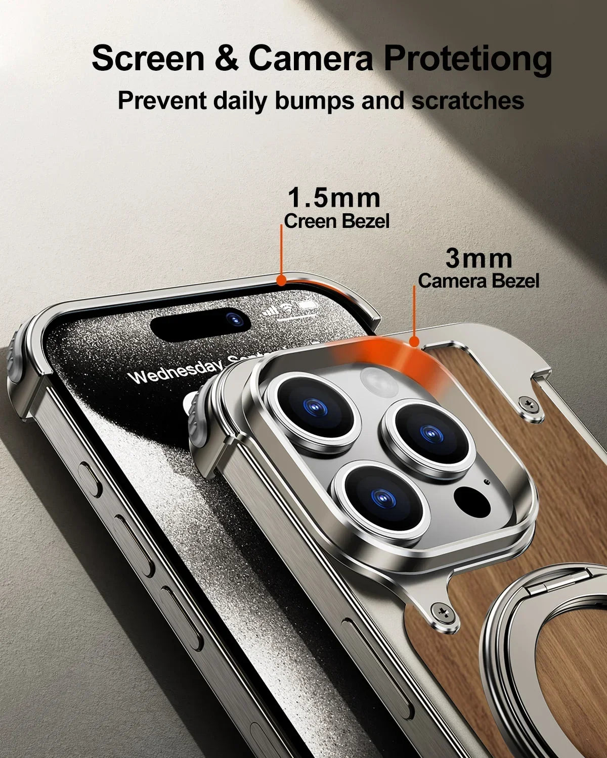 Natural Wood Shockproof MagStand Phone Case