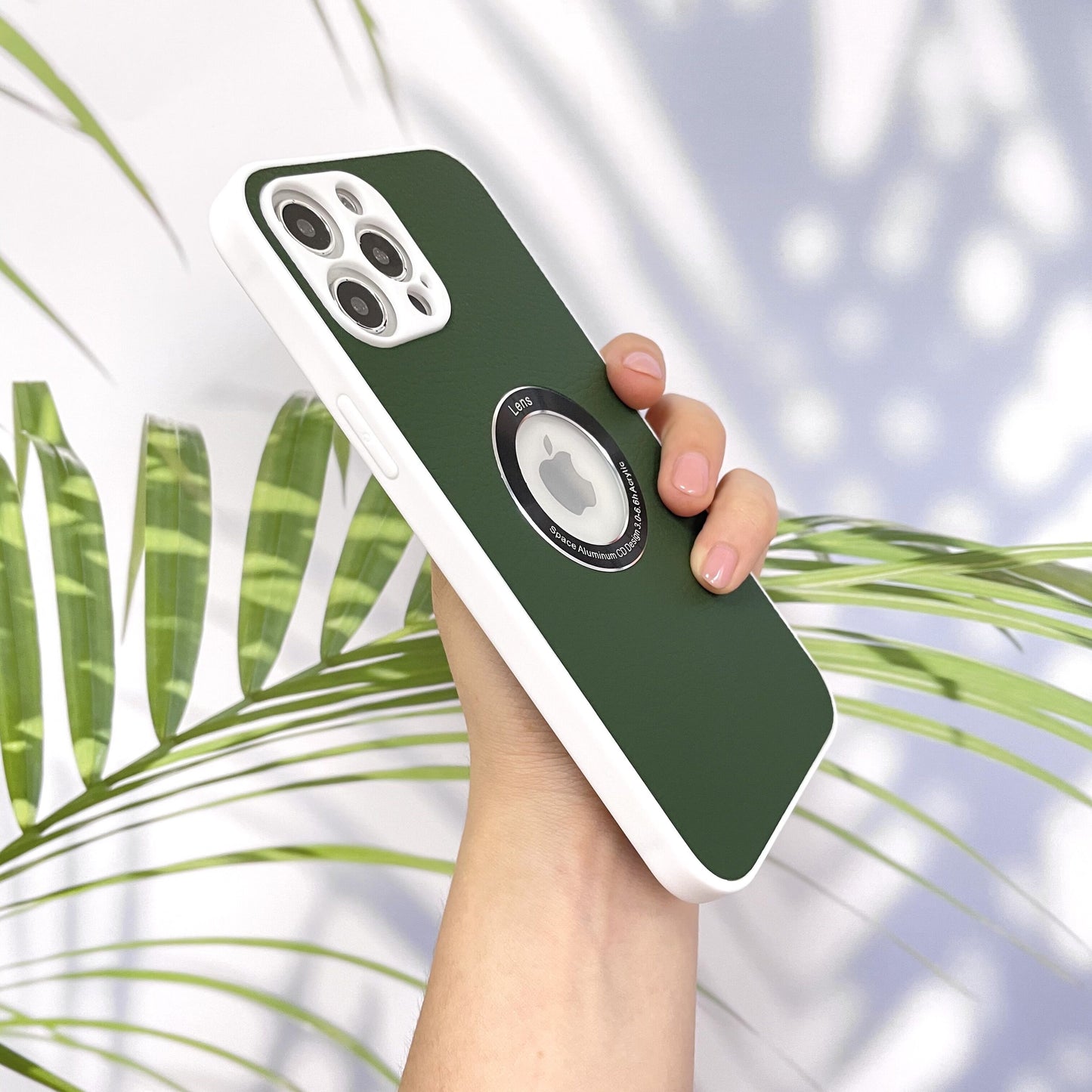Leather Clear Glass Lens iPhone Case