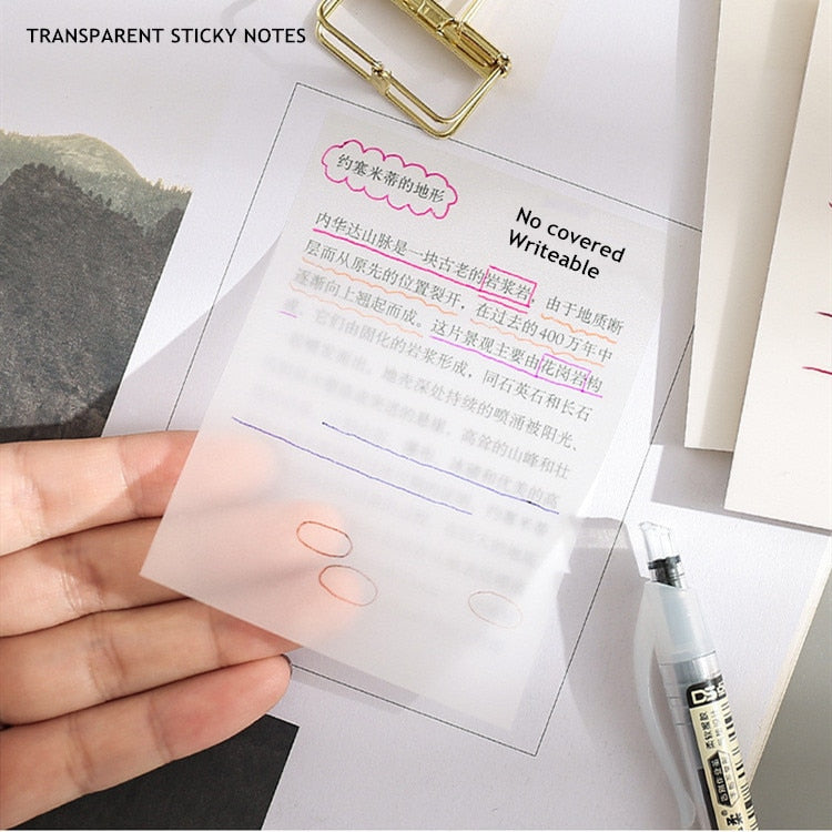 Waterproof Transparent 50 Sheets Sticky Notes