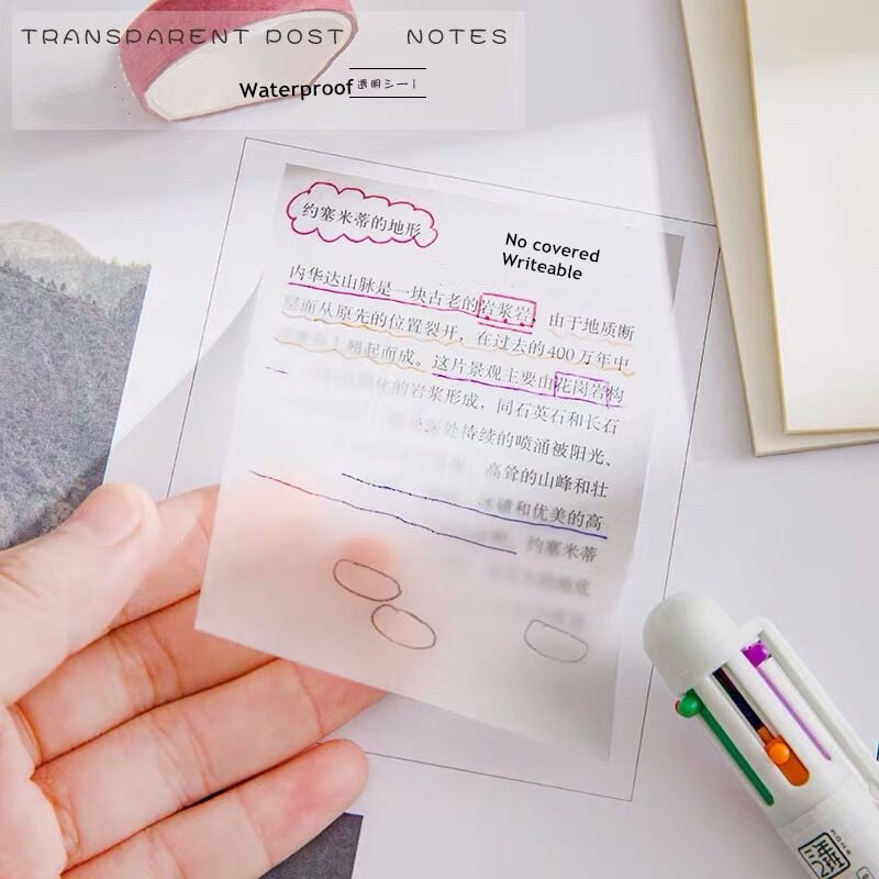 Waterproof Transparent 50 Sheets Sticky Notes