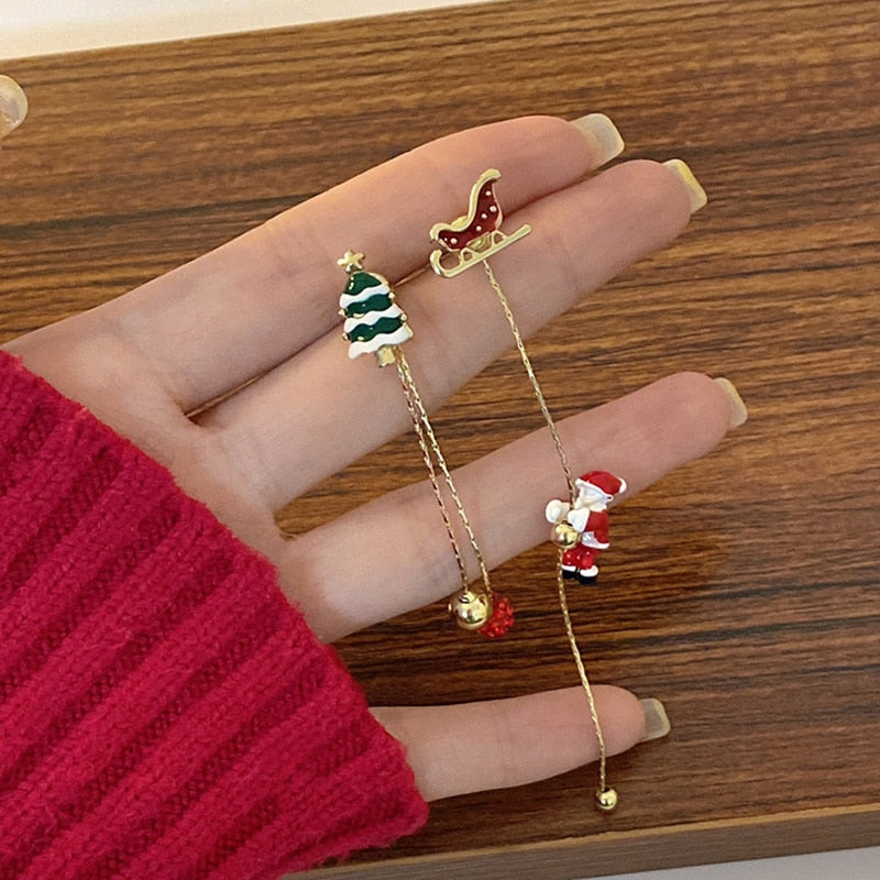 Moving Santa Claus Dangle Earrings