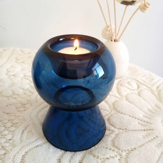 Blue Glass Vase and Candle Holder