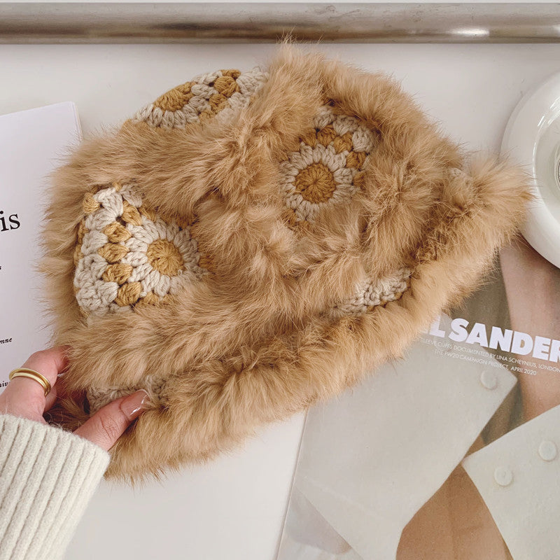 Women's Knitted Fur Bucket Hat