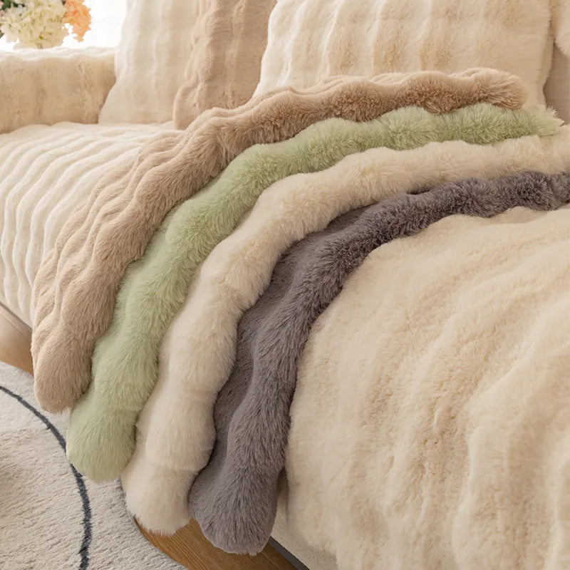 Cosy Plush Solid Color Non-slip Couch Cover