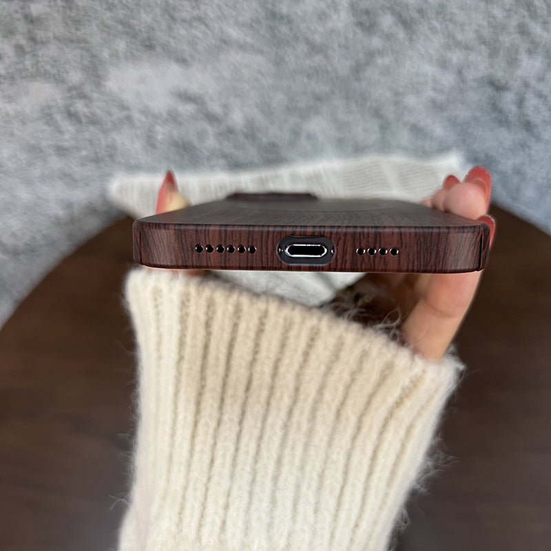 Wood Grain Magsafe Magnetic Wireless iPhone Case
