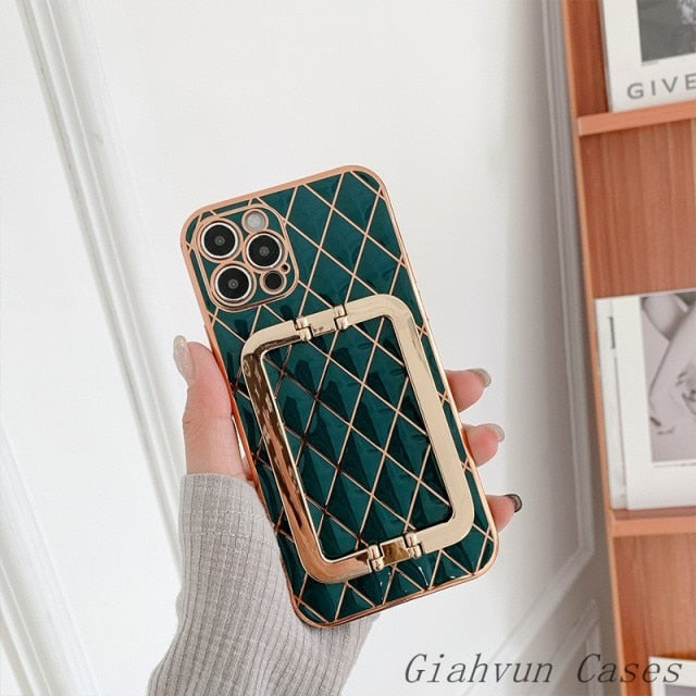 Diamond Electroplated Phone Case with Bracket