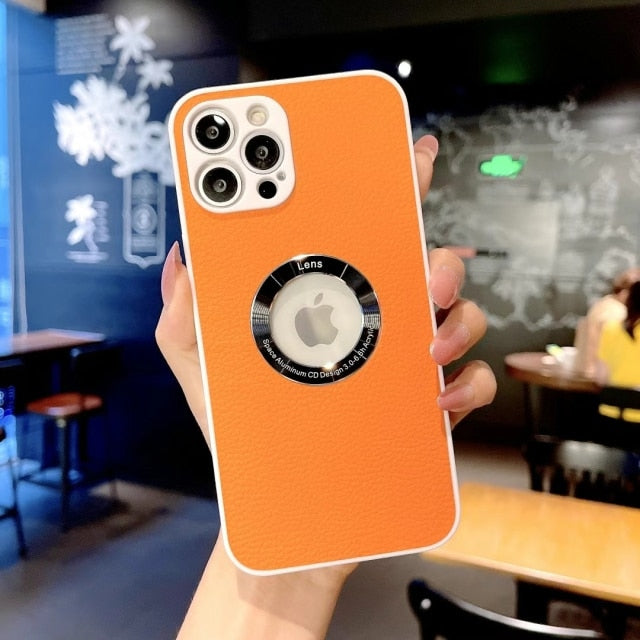 Leather Clear Glass Lens iPhone Case