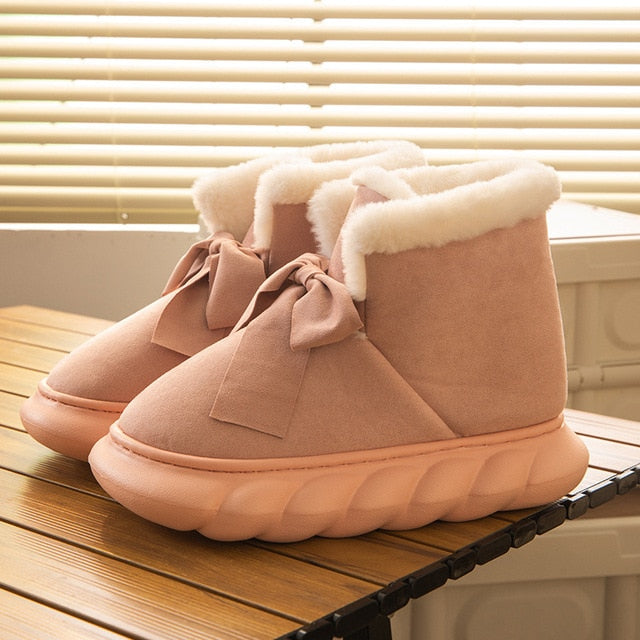 Women's Plush Bow Tie Boots