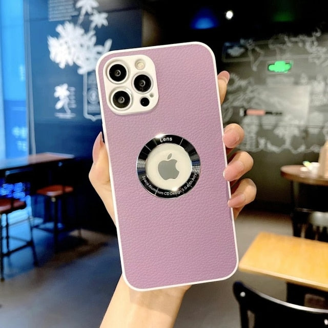 Leather Clear Glass Lens iPhone Case