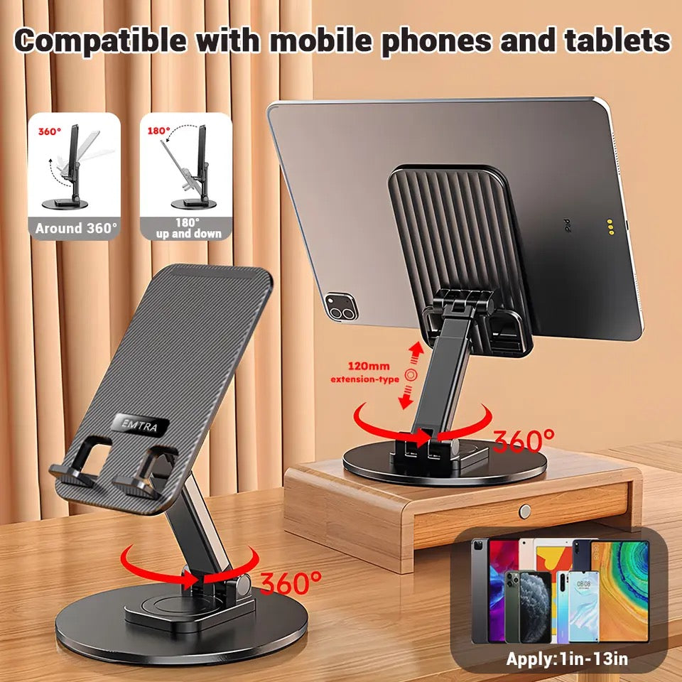 Phone Tablet Holder Stand 360 Rotation Height Adjustable