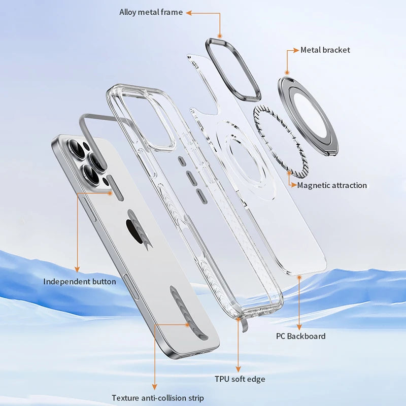 360° Rotating Stand HD Transparent Phone Case