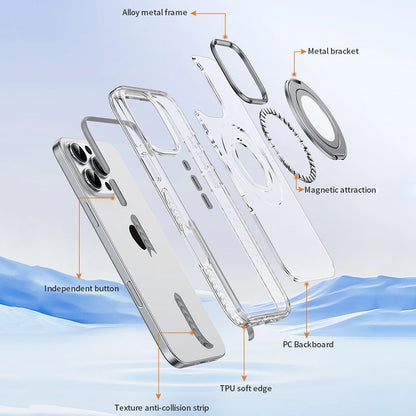 360° Rotating Stand HD Transparent Phone Case