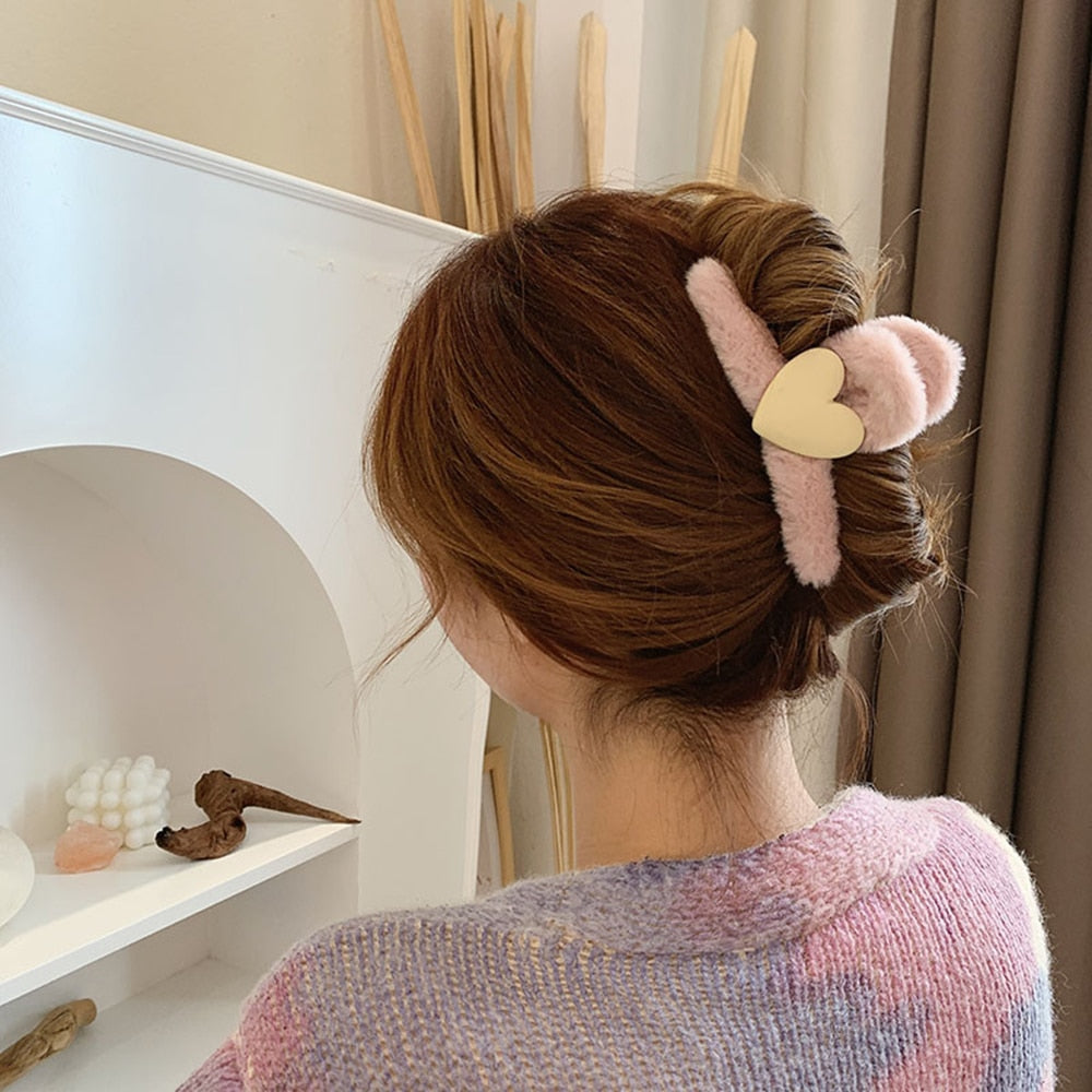 Heart Plush Hair Clip