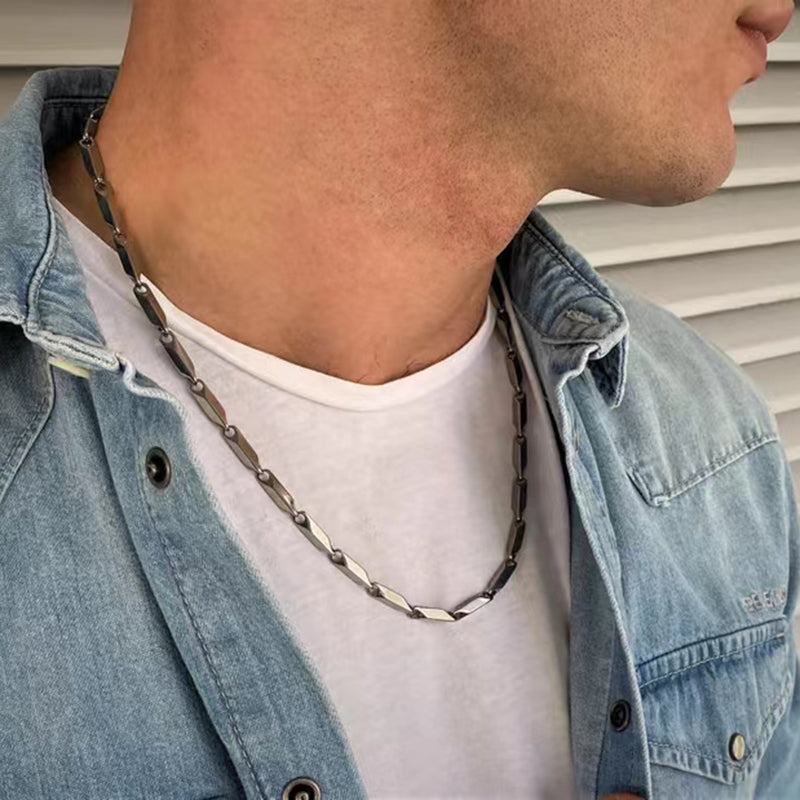 Men's Rhombus Punk Necklace Stainless Steel