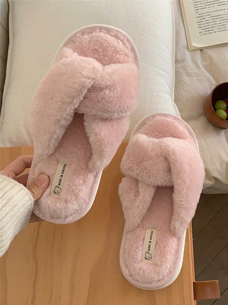 Flip Flops for Girls,Ladies Autumn and Winter Furry Slippers