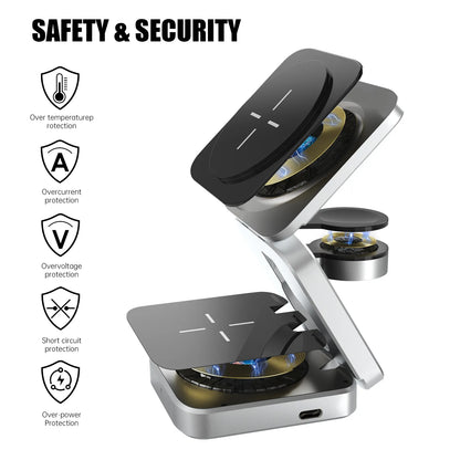 3 In 1 Foldable Magnetic Wireless Charger Stand For iPhone