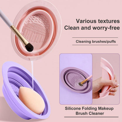 Ultimate Makeup Brush Cleaner Set (Silicone Cleaning Bowl with Hanging Mesh Rack)