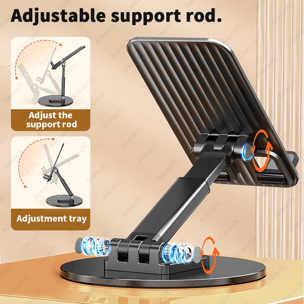 Phone Tablet Holder Stand 360 Rotation Height Adjustable