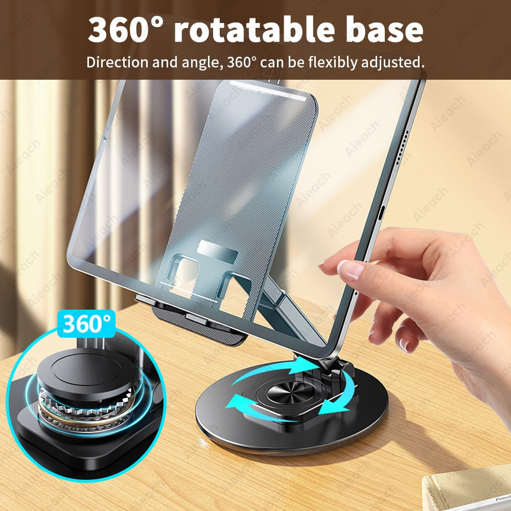 Phone Tablet Holder Stand 360 Rotation Height Adjustable