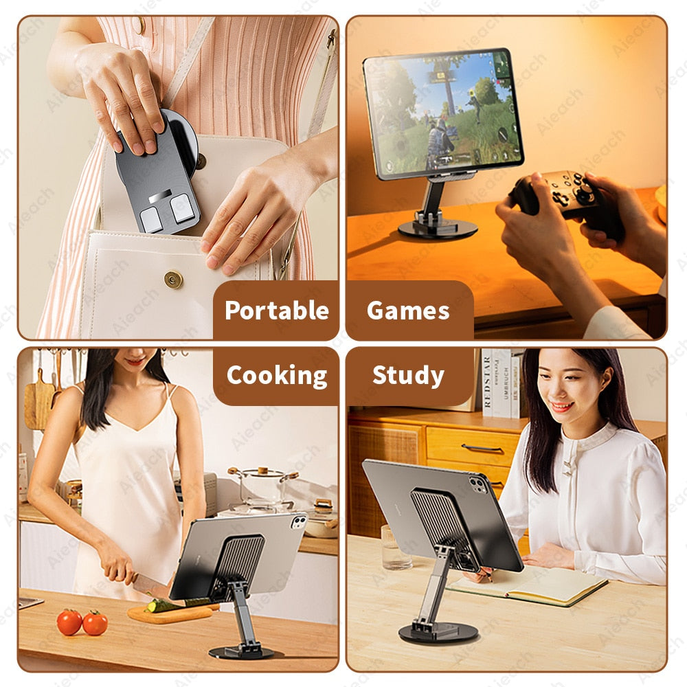 Phone Tablet Holder Stand 360 Rotation Height Adjustable