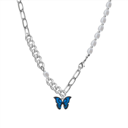 Butterfly Pearl Necklace Clavicle Chain