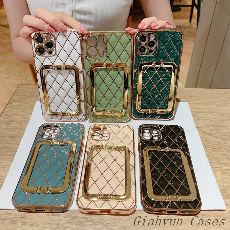 Diamond Electroplated Phone Case with Bracket