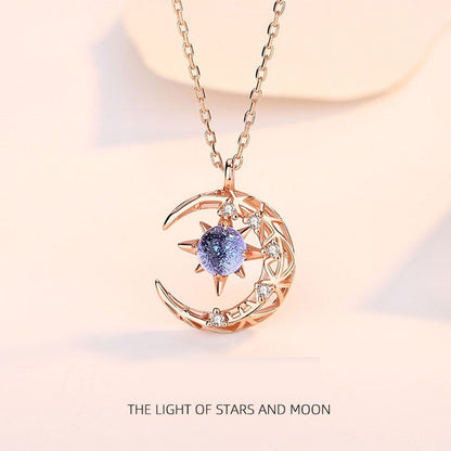 The Light of Stars and Moon Necklace Sterling Silver