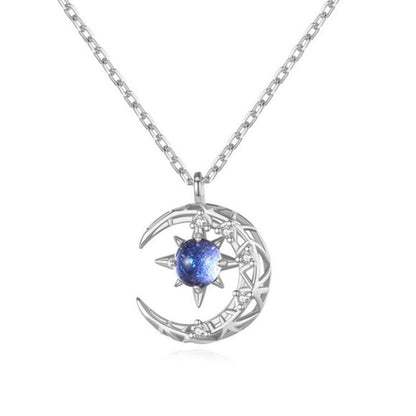 The Light of Stars and Moon Necklace Sterling Silver