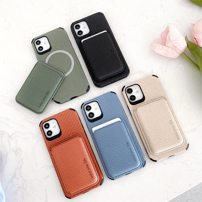 Leather Fiber Phone Case with Magnetic Card Holder