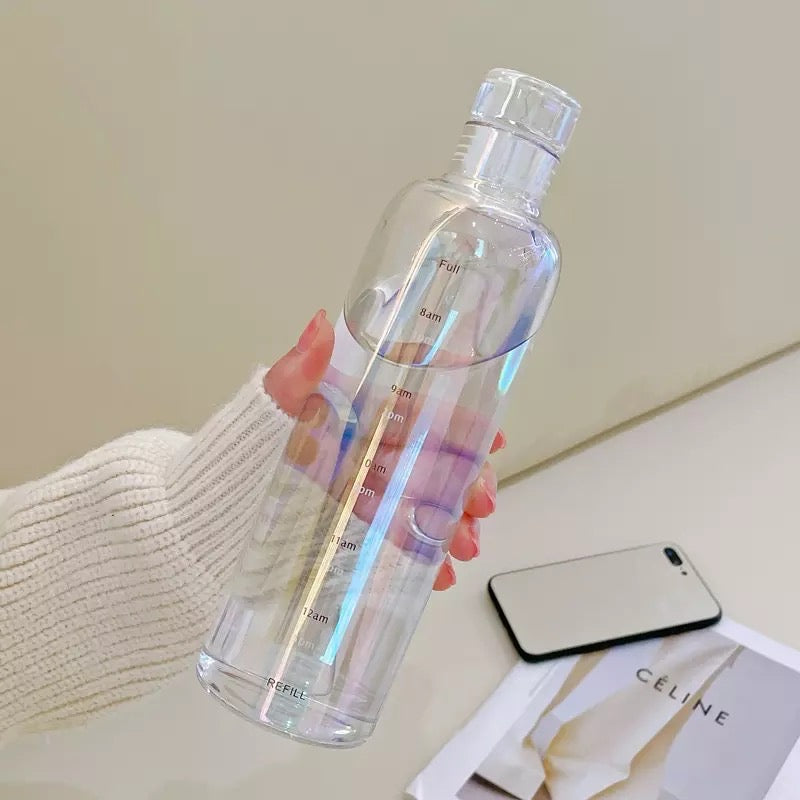 Time Marker Clear Glass Drinking Bottle