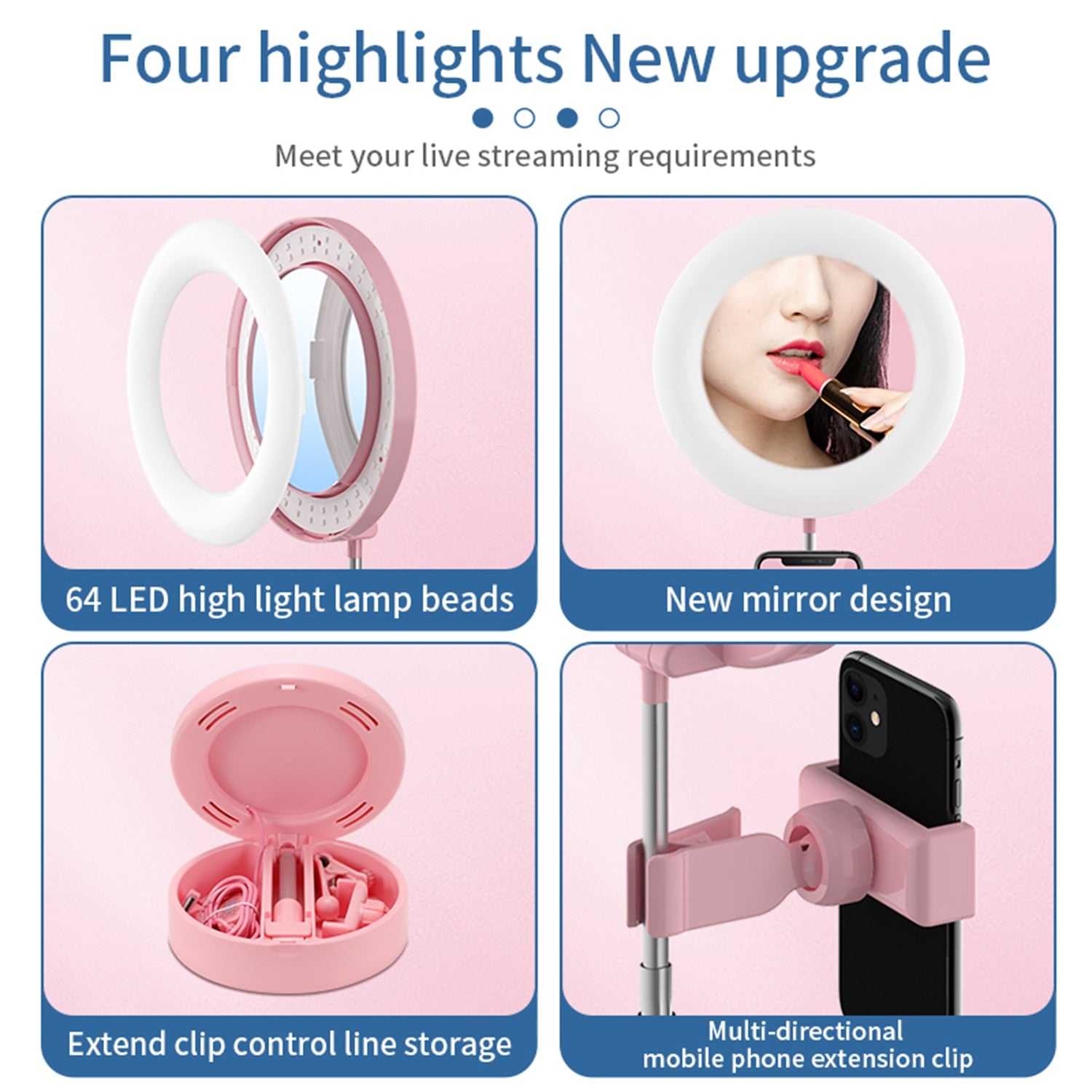 Selfie Ring Light Rechargeable 80 Led 3 Models Clip Selfie - Temu