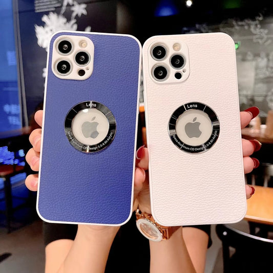 Leather Clear Glass Lens iPhone Case