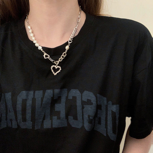 Vintage Heart Pearl Necklace Choker