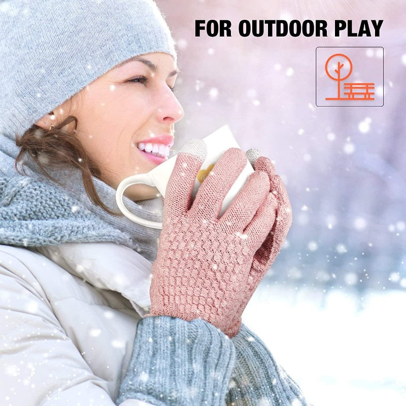 Plush Knitted Touchscreen Gloves