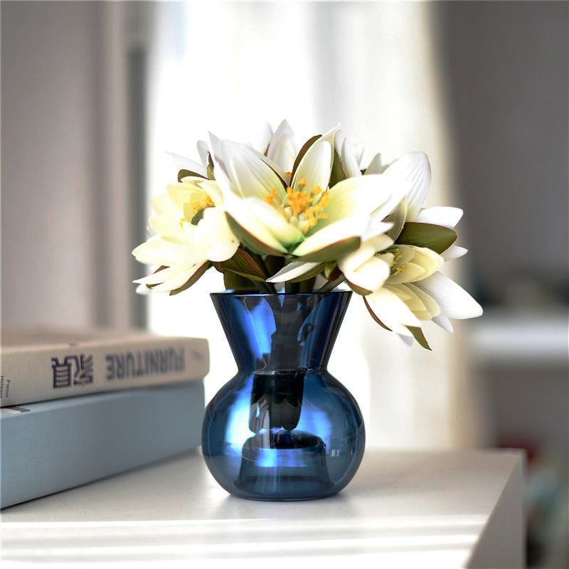 Blue Glass Vase and Candle Holder