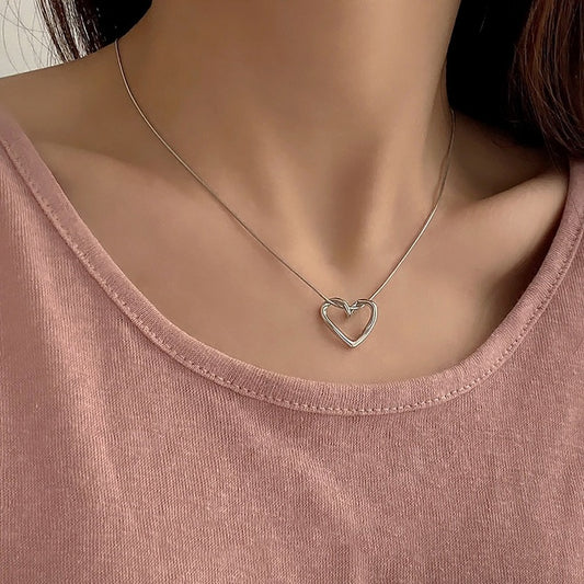 Hollow Heart Necklace Women