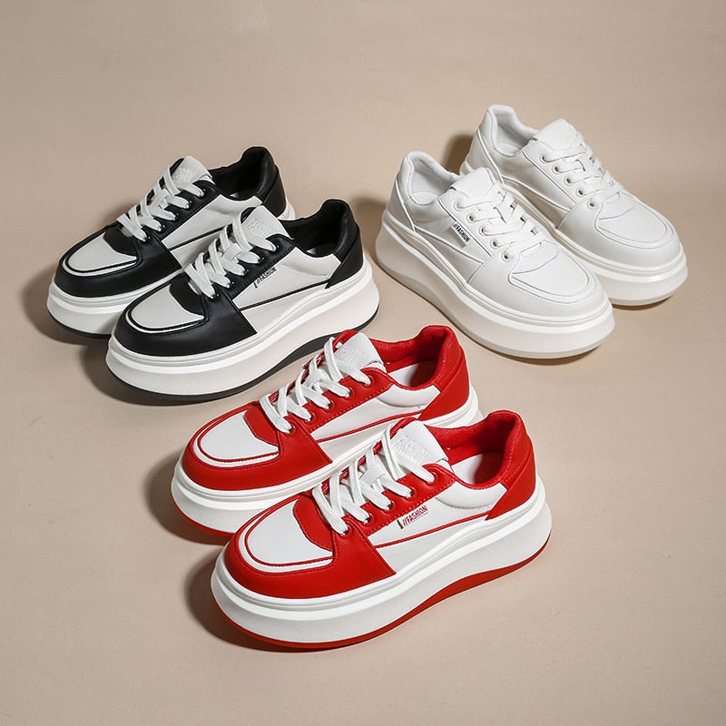 White Buckle Chunky Flatform Sneaker, Shoes
