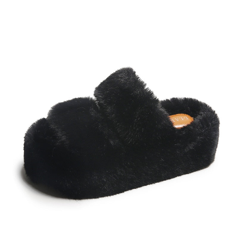 Platform Fluffy Slippers