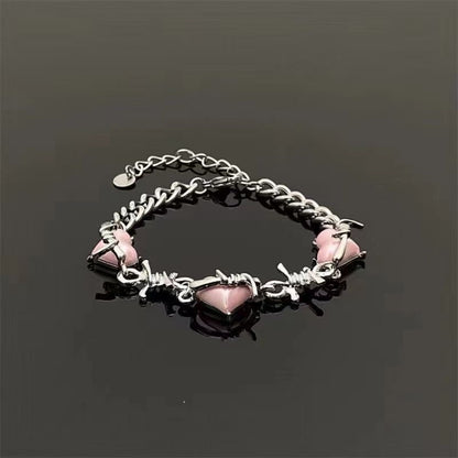 Pink Heart Thorns Clavicle Necklace