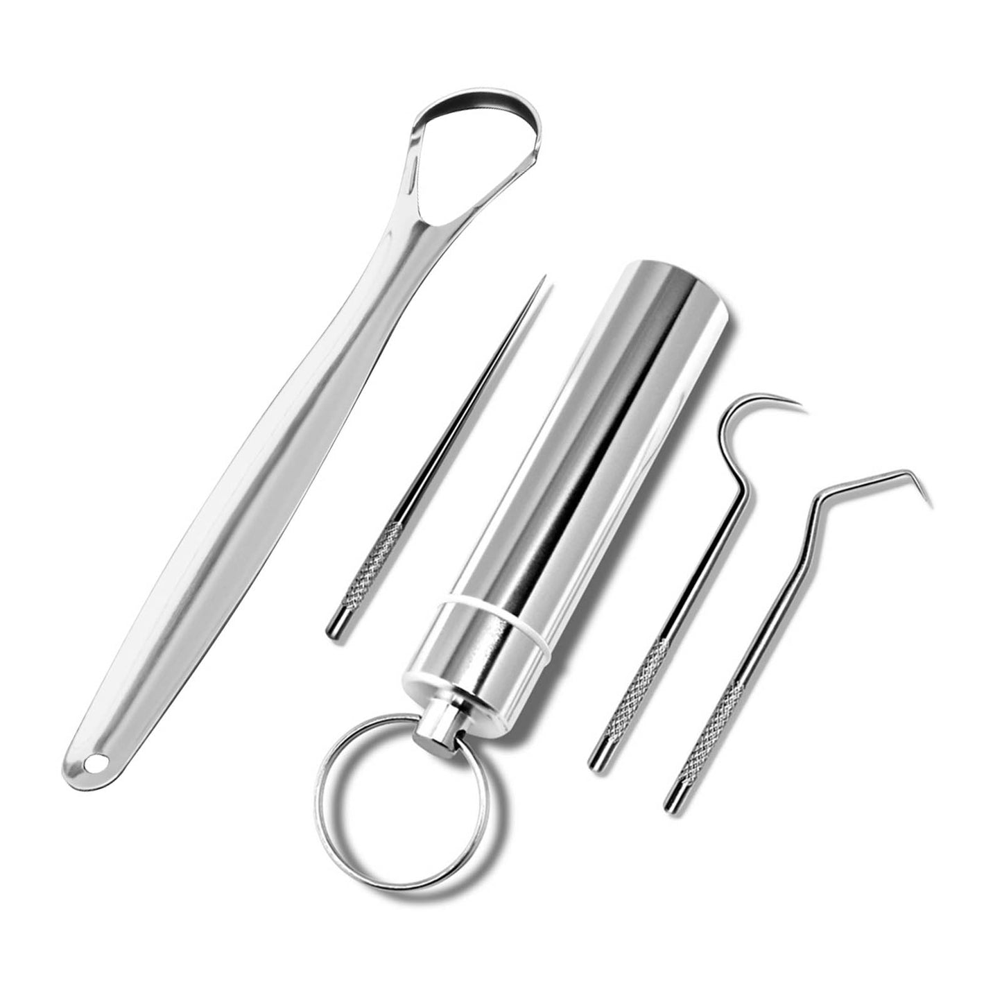 Stainless Steel Tongue Scraper & Toothpick Set