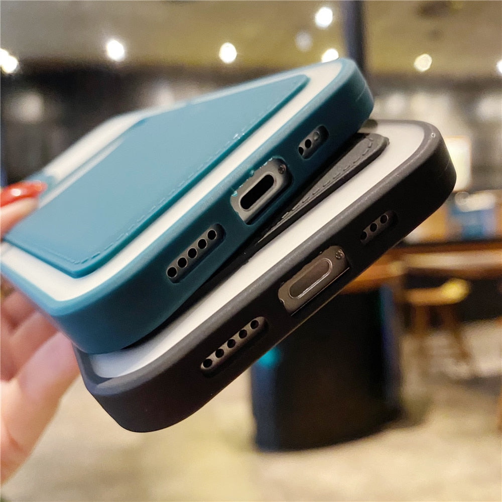 Shockproof Silicone Card Holder Phone Case