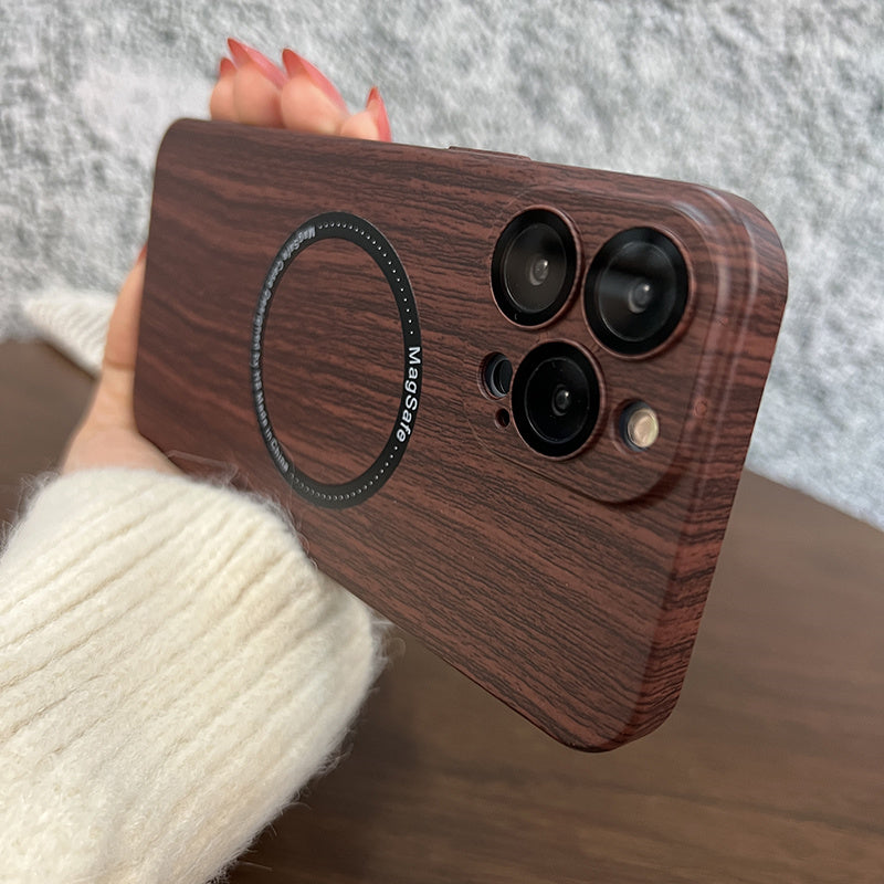 Wood Grain Magsafe Magnetic Wireless iPhone Case