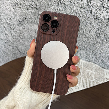 Wood Grain Magsafe Magnetic Wireless iPhone Case