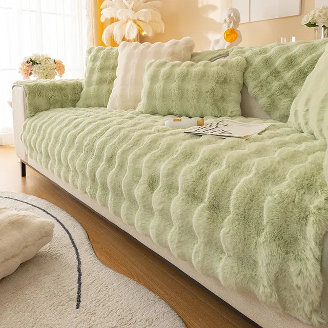 Cosy Plush Solid Color Non-slip Couch Cover