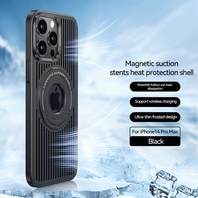 Heat Dissipation Invisible Magnetic Stand iPhone Case