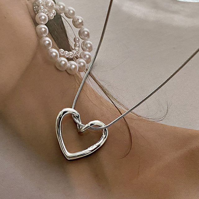 Hollow Heart Necklace Women