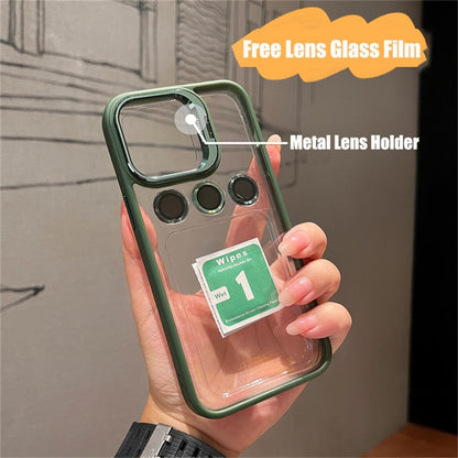 Shockproof Bumper Transparent Lens Cover Stand iPhone Case