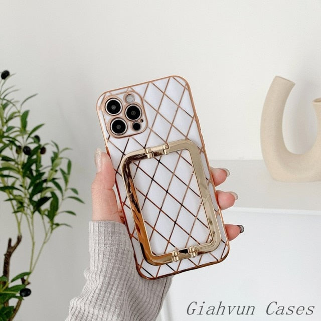 Diamond Electroplated Phone Case with Bracket