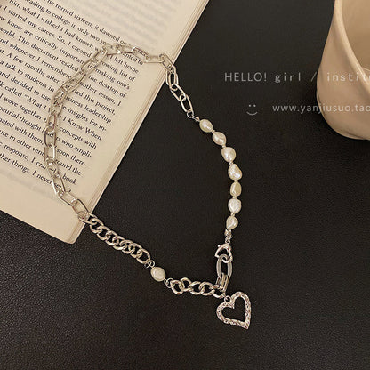 Vintage Heart Pearl Necklace Choker