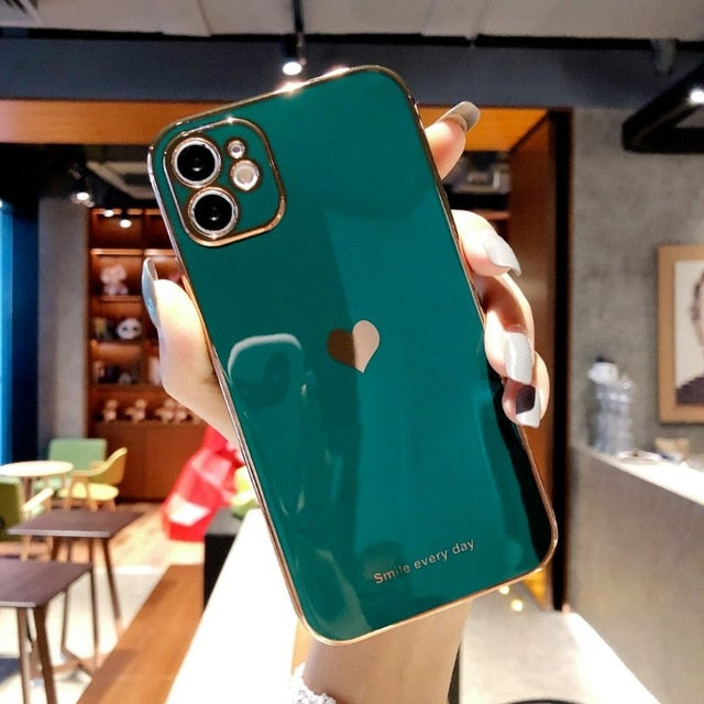 Electroplated Heart Phone Case